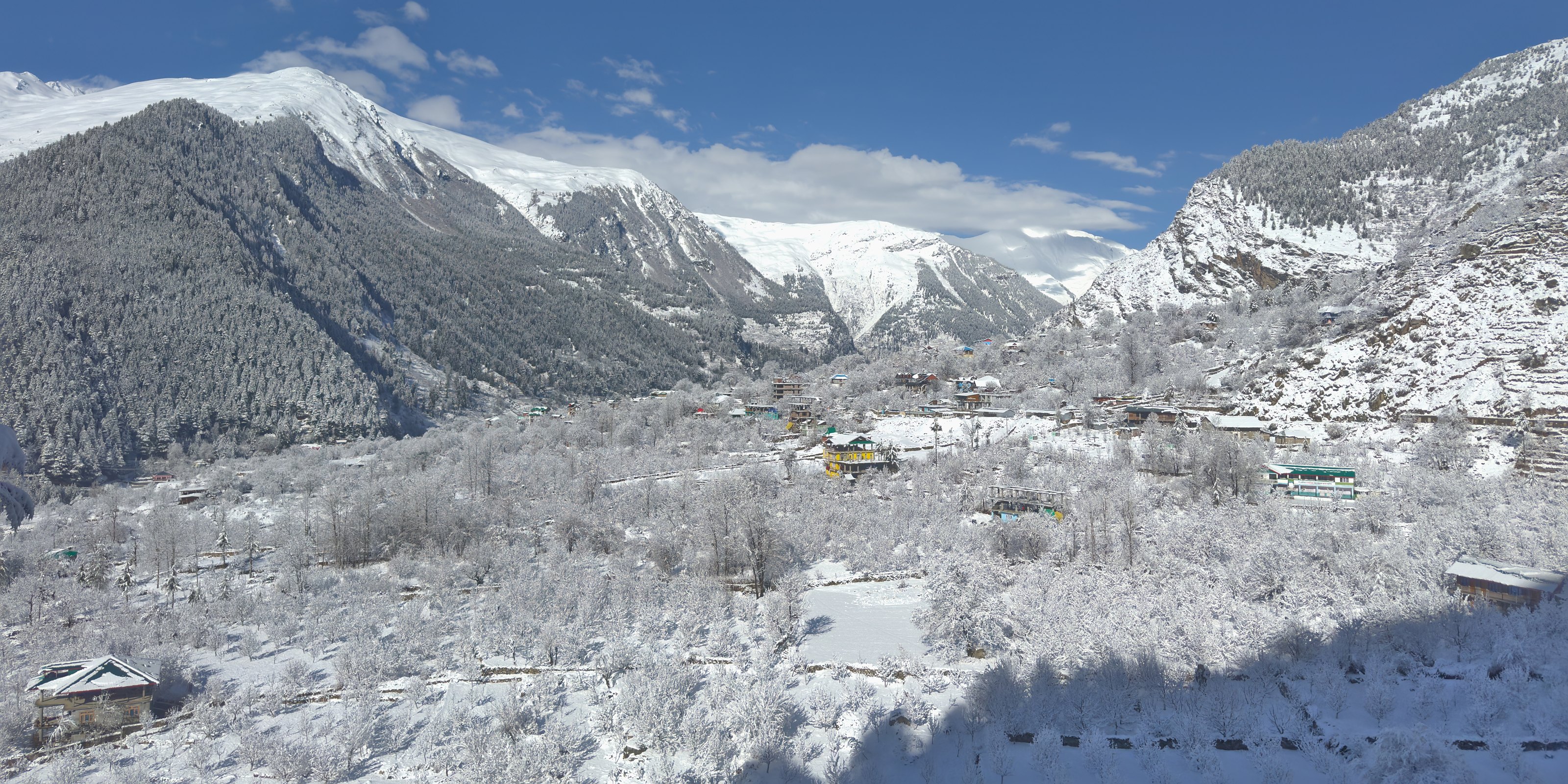 Snowy morning at Sangla, Kinnaur district
